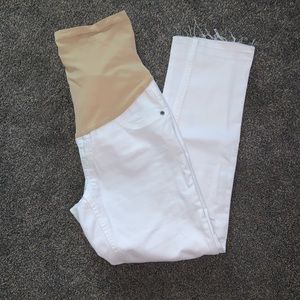 Indigo Blue Frayed Bottom Maternity Jeans